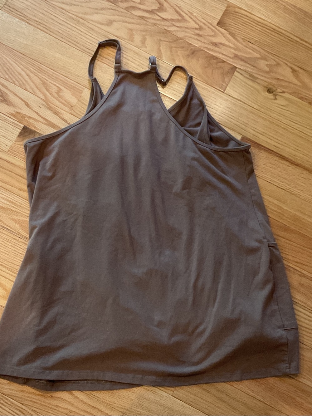 Casual V-Neck Pocket Tank Dress SKORT Taupe XL sporty EUC pockets stretchy - Picture 9 of 9